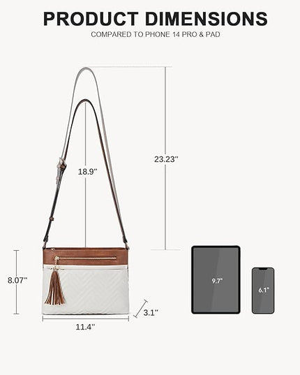 BOSTANTEN Crossbody Purses for Women Medium Shoulder Bag Quilted Handbags with Zipper Pocket
