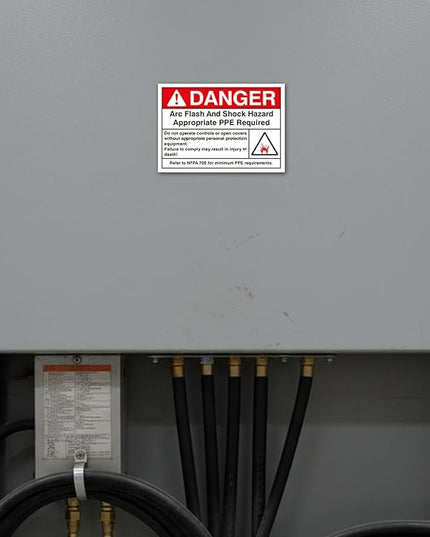 100 PCS DANGER Arc Flash and Shock Hazard Label - 3.5 x 5 Black & Red Electrical Safety Warning Decal High Performance Polyester Safety Sticker Signs for the Workplace
