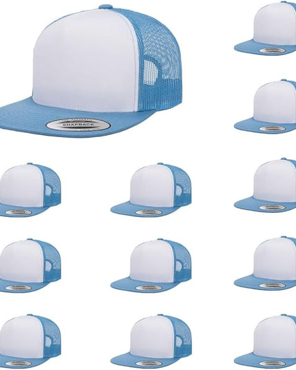 Yupoong 5-Panel YP Classic Trucker Cap | High Profile Flat Visor Snapback | OSFM | Bulk Packs Available