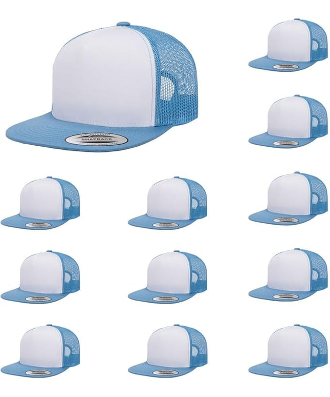 Yupoong 5-Panel YP Classic Trucker Cap | High Profile Flat Visor Snapback | OSFM | Bulk Packs Available
