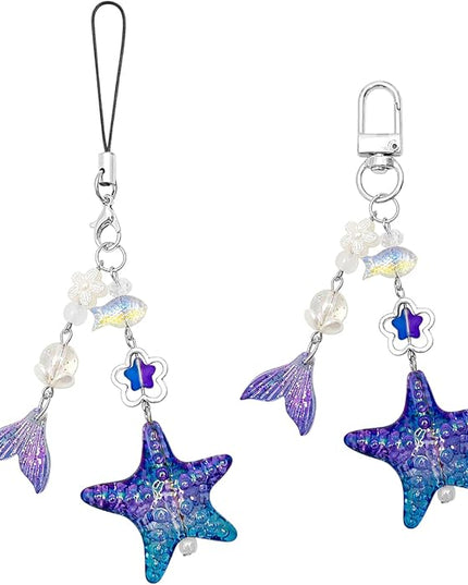 2PCS Cute Phone Charms Aesthetic Y2k Pink Guitar Strawberry Star Phone Straps Key Chains for Keys Bags Camera