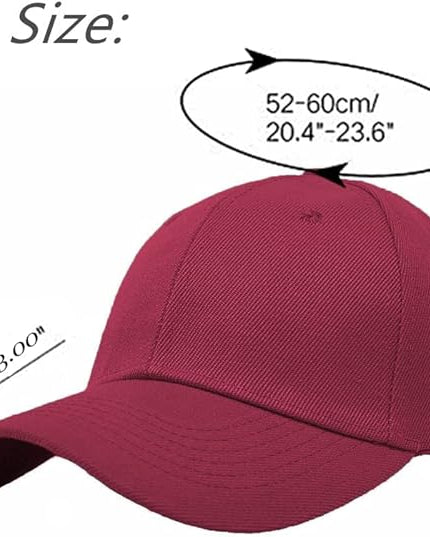 Glory Max Plain Baseball Cap Hook & Loop Strap Adjustable Solid Blank Curved Visor Hat