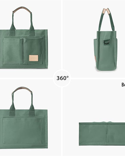 Canvas Tote Bag for Women Crossbody Work Purse with Pockets Top Handle Handbag Satchel Bags for Travel Nurse Teacher