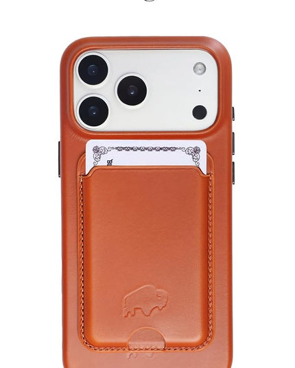 BLACKBROOK Leather Wallet for MagSafe, Duke Slim Full Grain Leather Card Holder, Holds up to 3 Cards, RFID Protection & Easy Access