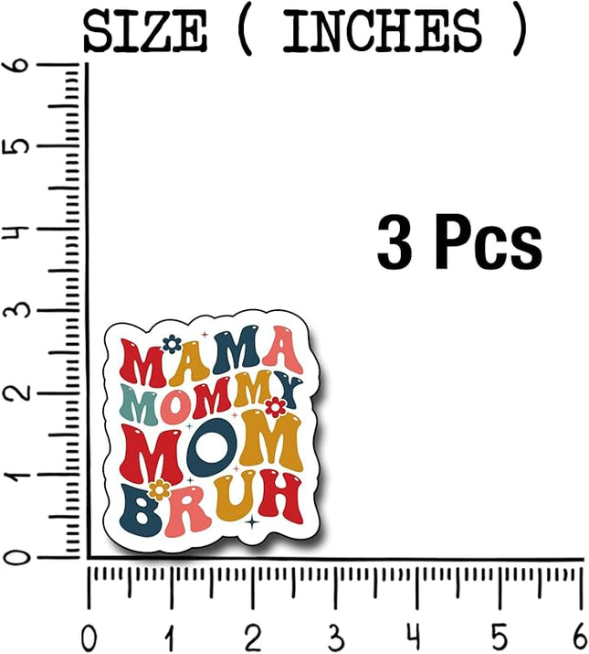 (3Pcs) Mama Mommy MOM Bruh Sticker, Sticker Gifts MOM Decorate Books, Laptops, Water Bottles Kindles Stickers, Phones Tumbler Waterproof Vinyl 3" Inch