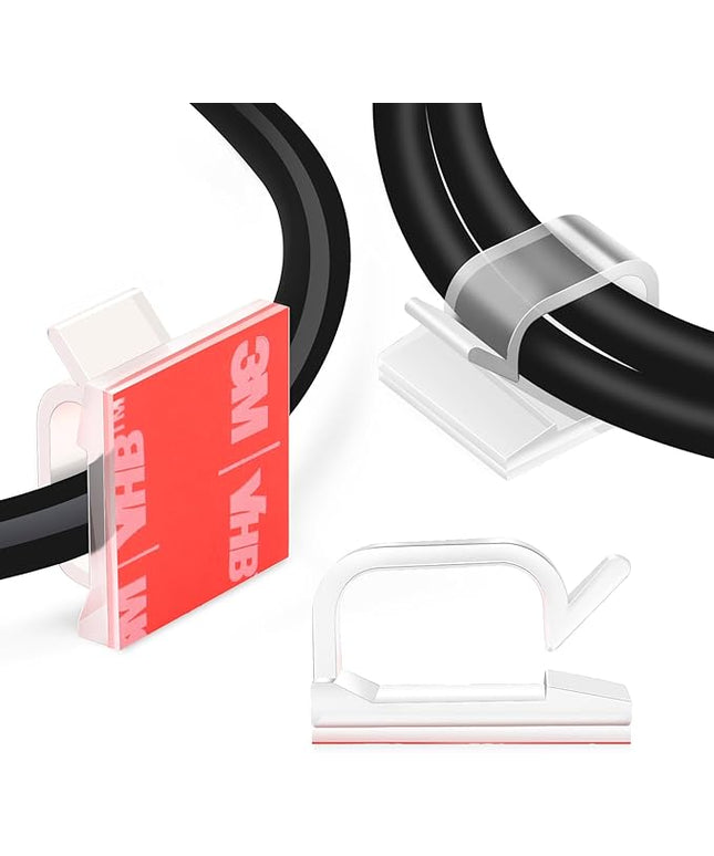 60 PCS XHF 3/4” Adhesive Cable Wire Clips Clear, Outdoor Christmas Light Clips, Cable Staples Cable Management Wire Organizer Cord Holder for Under Desk, Car, Wall, TV PC Ethernet