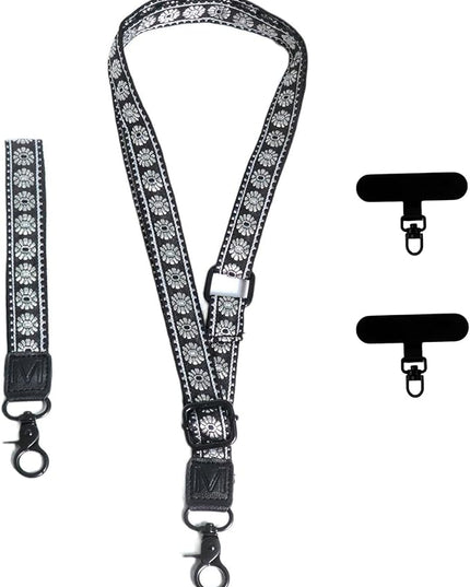 Adjustable Lanyard for Phone, Camera, Name Tags, ID card, Keychain and Wristlet Straps with 2 phone pads(Black)