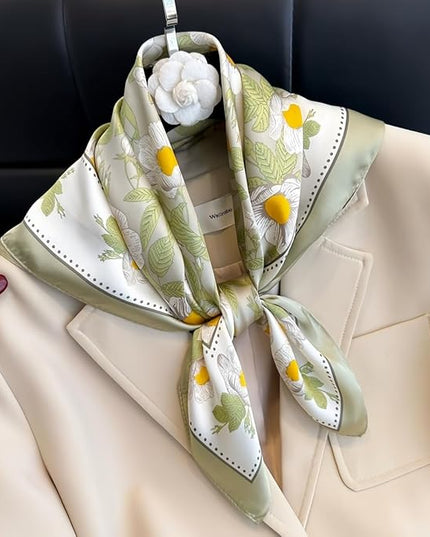 MINIDORA Satin Scarves for Women 27.5 × 27.5 inches Medium Square Elegant Silk Feeling Head Scarf