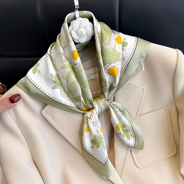 MINIDORA Satin Scarves for Women 27.5 × 27.5 inches Medium Square Elegant Silk Feeling Head Scarf