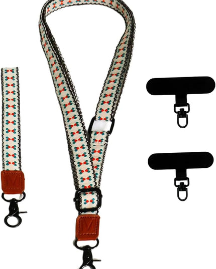 Adjustable Lanyard for Phone, Camera, Name Tags, ID card, Keychain and Wristlet Straps with 2 phone pads(Black)