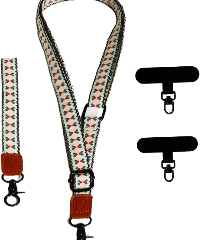Adjustable Lanyard for Phone, Camera, Name Tags, ID card, Keychain and Wristlet Straps with 2 phone pads(Black)