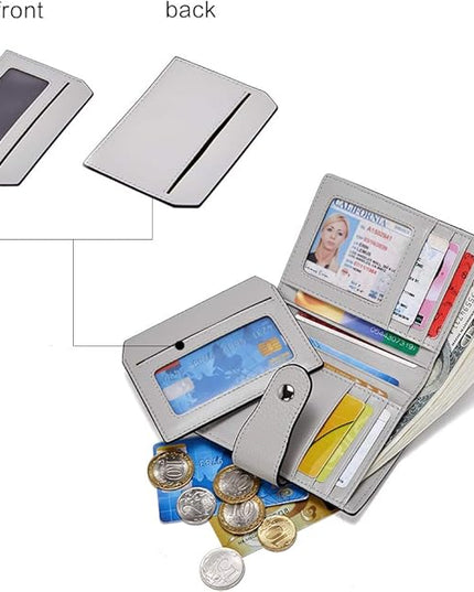 BOSTANTEN Women Leather Wallet RFID Blocking Small Bifold Zipper Pocket Wallet Card Case Purse with ID Window
