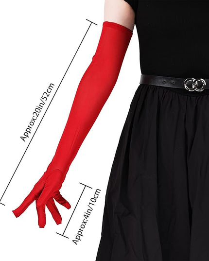 THARAHT Women Long Gloves with Satin Elbow Length for 1920s Opera Tea Party Costumes Bridal Evening Dress