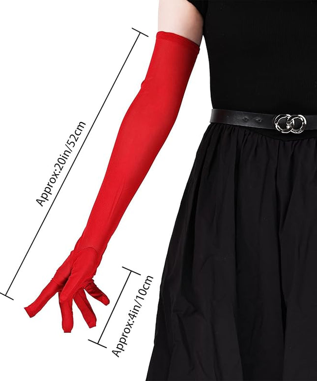 THARAHT Women Long Gloves with Satin Elbow Length for 1920s Opera Tea Party Costumes Bridal Evening Dress