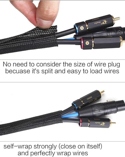 Alex Tech 25ft - 1.25 inch Cord Protector Wire Loom Tubing Cable Sleeve Split Sleeving for USB Cable Power Cord Audio Video Cable – Protect Cat from Chewing Cords - Black