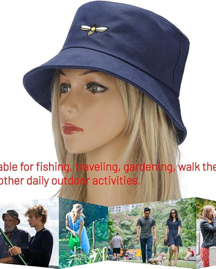 Cotton Bucket Hat for Women Men Summer Travel Sun Beach Bucket Cap, Unisex Outdoor Fisherman Hat