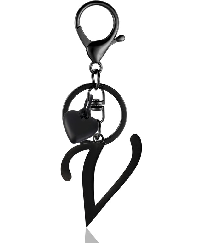 A-Z Heart Initial Letter Keychain, Stainless Steel Alphabet Charm for Handbags, Gift for Women and Girls