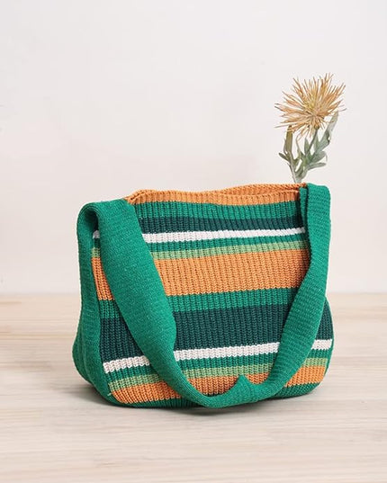 ENBEI Women's Crochet Tote Bag Knit Shoulder bag,Aesthetic Bag,Cute Eco-Friendly Tote for Travel,Daily Use,Gift Box Packaging