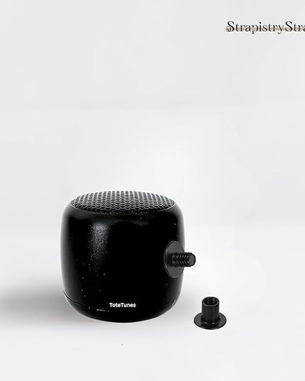 Tote Tunes Waterproof Mini Bluetooth Speaker Compatible with Bogg-Style Tote Bags – Wireless Portable Sound with Secure Rivet Attachment (Black Speaker)