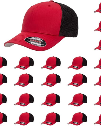Flexfit 6511 Fitted Mid-Profile Stretchable Mesh Panels Trucker Cap | Bulk Pack Available