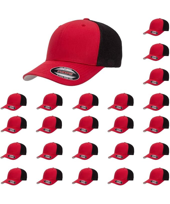 Flexfit 6511 Fitted Mid-Profile Stretchable Mesh Panels Trucker Cap | Bulk Pack Available