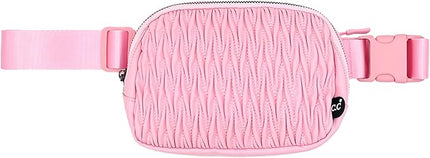 C.C Belt Bag for Women – Quilted Fanny Pack Crossbody Waist Bag with Adjustable Strap, Fashion Gift Idea (Materasse - Pink)