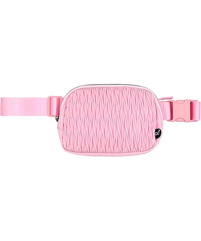 C.C Belt Bag for Women – Quilted Fanny Pack Crossbody Waist Bag with Adjustable Strap, Fashion Gift Idea (Materasse - Pink)