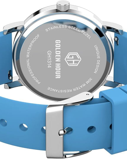 GOLDEN HOUR Waterproof Nurse Watch for Medical Professionals, Students Women Men - Military Time Luminouse Easy Read Dial, 24 Hour with Second Hand, Colorful Silicone Band