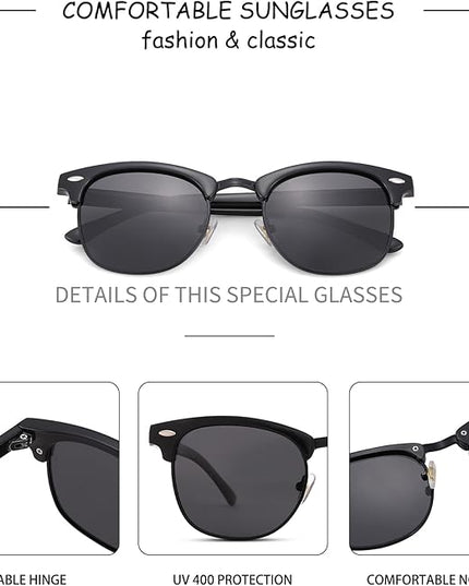 Pro Acme Semi-Rimless Polarized Sunglasses UV 400 Protection for Women Men