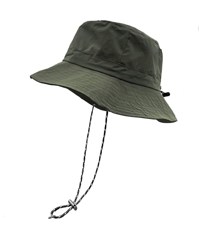 woogwin Waterproof Bucket Rain Hat with Chin Strap Quick Dry Packable Boonie Sun Hat Safari Hat UV Protection