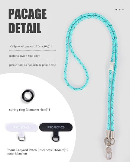 project-cb Phone Lanyard1, Phone Tether Tab2, Crossbody Cell Phone Lanyard, Rope Lanyard, Universal Adjustable Phone Strap (FoggyBlack-S)