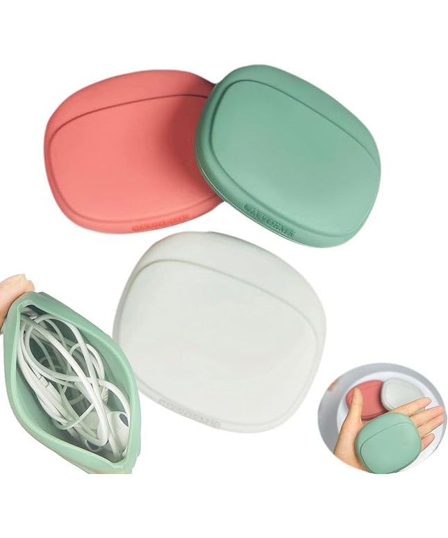 Silicone Headphone Organizer-Data Cable Storage Case-Mini Key Box-Portable Wired Headphone Organizer(Red-Grey-Green-3PCS)