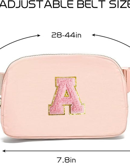 Gitus 6 7 8 9 10 Year Old Girl Gifts Belt Bag Fanny Pack Crossbody Bags with Initial Letter Patch Things for Teen Girls Easter Gifts for Girls Travel Essentials（Coral Pink-A）