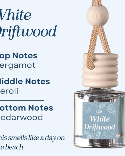 CANDECraftCo Car Air Hanging Fragrance Oil, Car Auto Freshener for Essential Oils, Scents Fragrance Aromatherapy Automobile Diffuser, Long Lasting (White Driftwood)