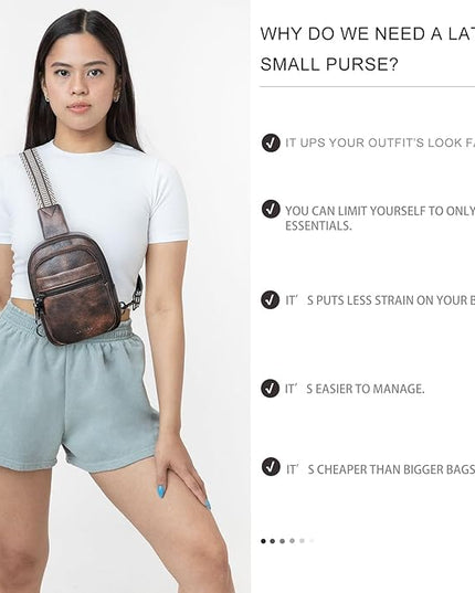 Sling Bag For Women Faux Leather Small Casual Daypack Backpack Fanny Pack Crossbody Chest Bags Purse