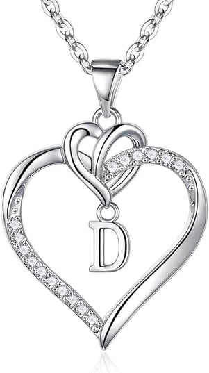 STORUP Christmas Gifts for Women Teen Girls - Heart Initial Necklaces for Women Girls, 14K-Gold-Plated Cubic Zirconia Initial A-Z Pendant Dainty Heart Necklaces for Teen Girl Jewelry Birthday Gifts
