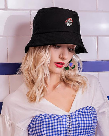XYIYI Fashion Embroidery Bucket Hat Cotton Beach Fisherman Hats for Women Girls