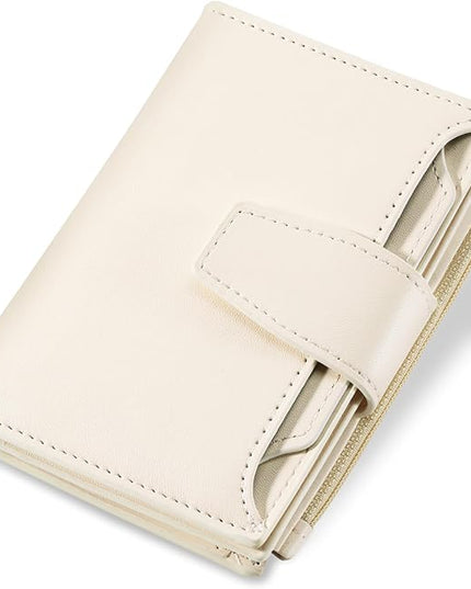 Airkit Small Wallet Women RFID Blocking Soft Leather Bifold Compact Card Holder Wallet for Women with Zipper Coin Pocket 4 ID Window