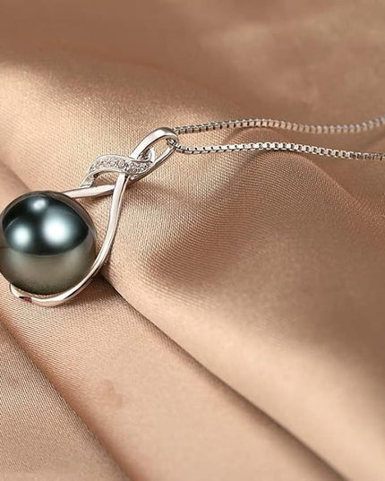 Gifts for Women Wife-Tahitian-Black-Pearl-Necklace-Gift for Wife Wedding Birthday Anniversary Jewelry-Mom Girlfriend Her Mothers Day Gifts for Mom Women Valentines Christmas Day