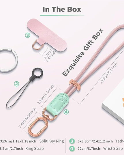 SURPHY Phone Wrist Strap, Keychain Wristlet, Phone Strap Charm with Tether Tab, Cellphone Lanyard Wrist, Key Chain for Women