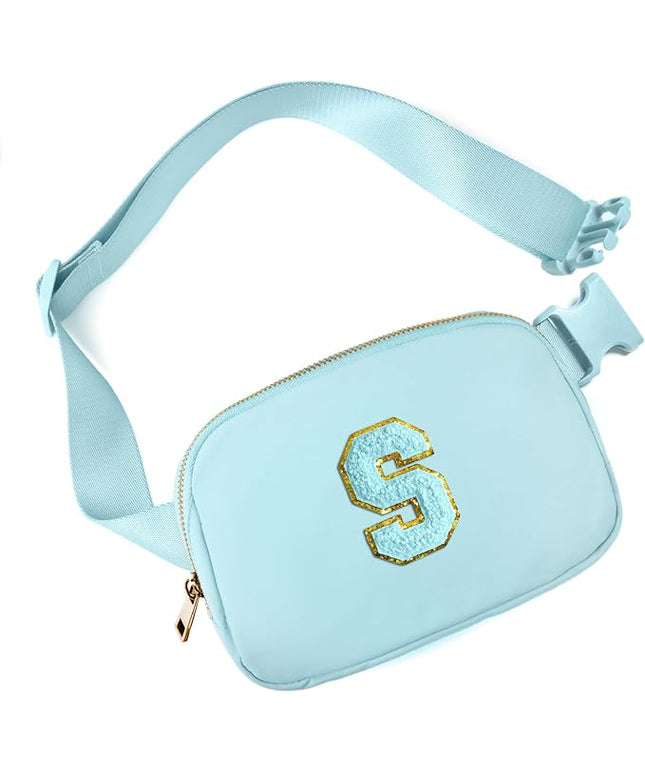 Gitus Gifts for 8 9 10 11 12 Year Old Girls Belt Bag Fanny Pack Crossbody Bags with Initial Letter Patch Cute Stuff Birthday Gifts for Teen Girls Women Personalized Trend Stuff (Icing Blue-S)