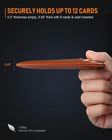 Buffway Slim Minimalist Front Pocket RFID Blocking Leather Wallets for Men and Women - Alaska Brown