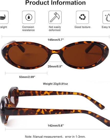 90s Sunglasses for Women Men Retro Small Oval Sunglasses