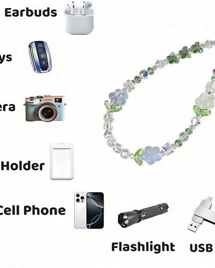 Colorful Crystal Beaded Phone Wrist Strap -Cell Phone Lanyard Hands-Free Wrist Strap, Detachable Wristlet Strap，Gift for Women