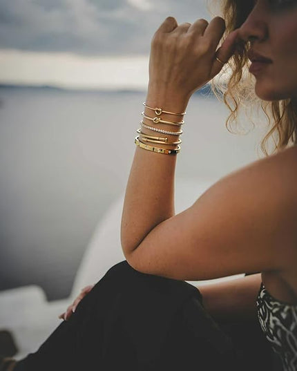 18 K Gold Plated Love Bangle Bracelet Stack Cuff Jewelry for Women Jewelry Set for Women Gift with Box