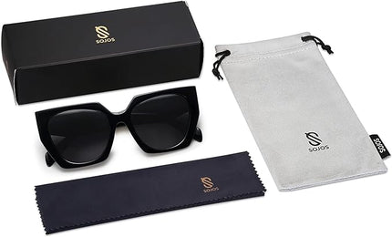 SOJOS Large Oversized Polarized Sunglasses for Women, Big Designer Womens Trendy Square Shades SJ2205