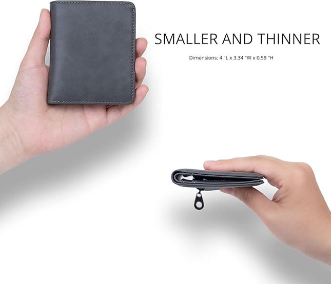 Alldaily Small RFID Wallet for Women Slim Compact Bifold Pocket Ladies Travel Mini Purse (Grey)