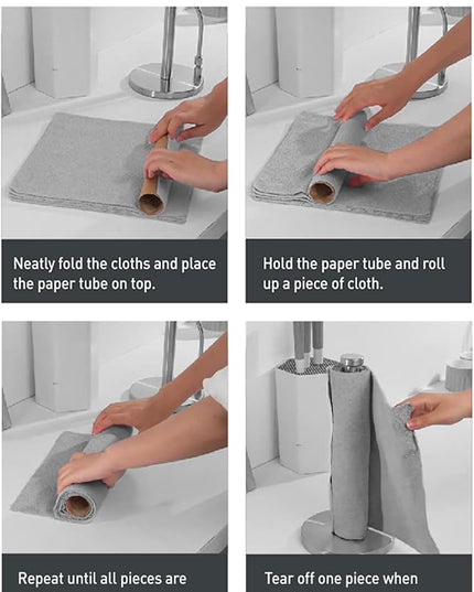 Fantasticlean Microfiber Cleaning Cloth Roll -60 Pack, Tear Away Microfiber Towels, 12" x 12", Reusable, Washable, Scratch Free, Ultra Absorbent for All-Around Cleaning Supplies (Grey & DimGrey)