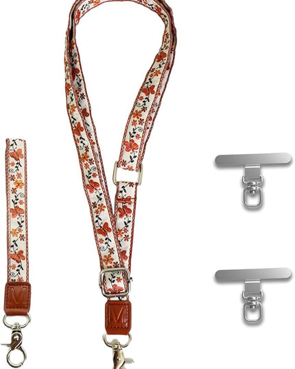 LEMEDE Wrist Keychain and Adjustable Phone Lanyard, Silver Hook Phone Crossbody Strap with 360° Rotating Phone Pads