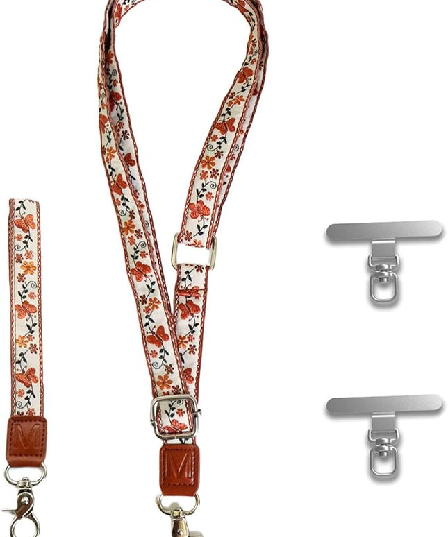 LEMEDE Wrist Keychain and Adjustable Phone Lanyard, Silver Hook Phone Crossbody Strap with 360° Rotating Phone Pads
